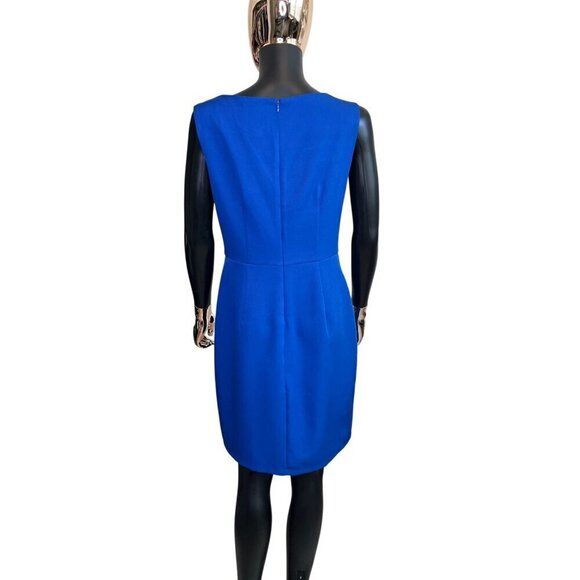 Sam Edelman Blue Draped Neck Sheath Dress Sleeveless Size 8 - Picture 4 of 10